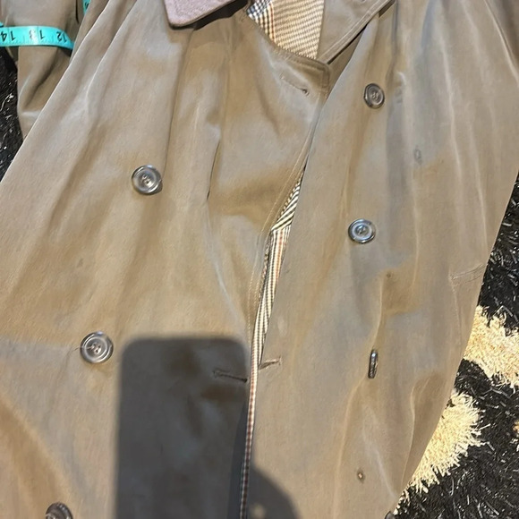 Joseph Abboud Vintage style checkered  Lined Mens Khaki Trench Coat Size XL - Picture 14 of 16
